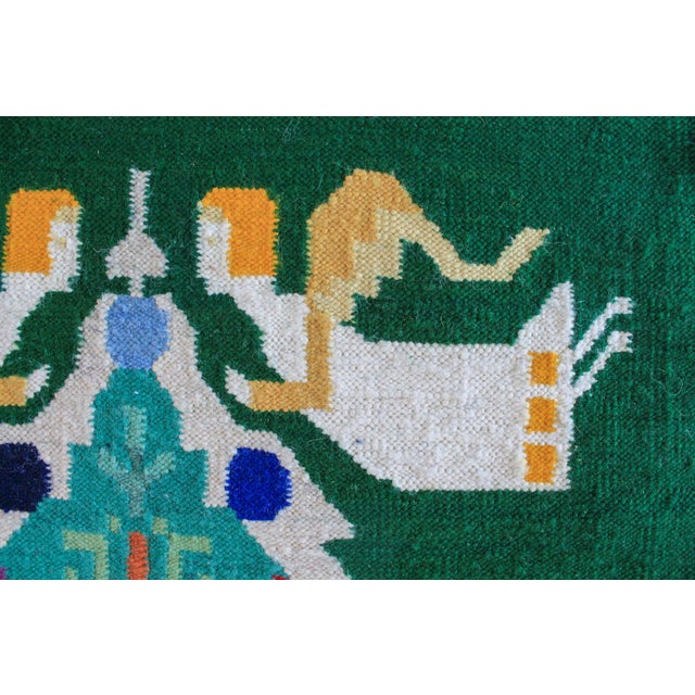 Vintage Handwoven Kilim Wool Christmas Tree W/ Angels Tapestry For Sale In Milwaukee - Image 6 of 6