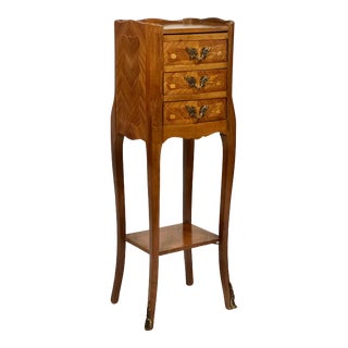 Early 20th Century French Tulipwood Marquetry Side Table or Bedside Stand For Sale
