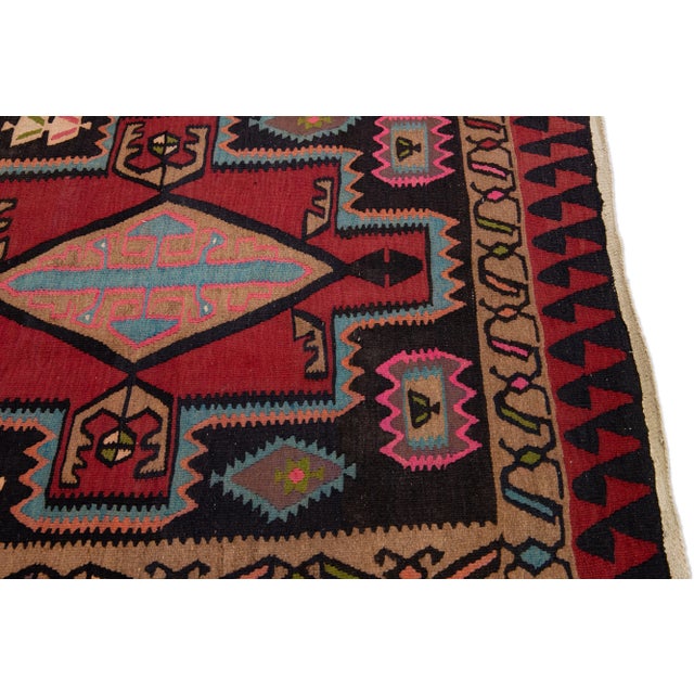 1960s Vintage Turkish Kilim Multicolor Handmade Tribal Wool Rug For Sale In New York - Image 6 of 8