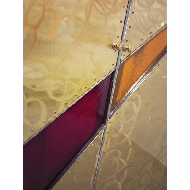 Gold Sculptural 4-Door Wardrobe with Glass Shelves, Italy, 1970s-1980s For Sale - Image 8 of 17