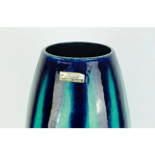 Blue Mid-Century Model No. 248-38 Europ Line Vase in Blue and Emerald Green from Scheurich, 1950s For Sale - Image 8 of 10