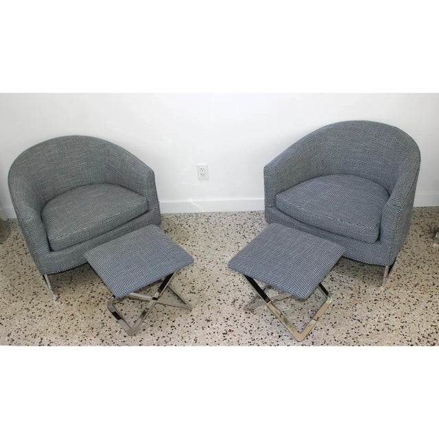 Milo Baughman for Thayer Coggin Milo Baughman Barrel Back Club Chairs - A Pair For Sale - Image 4 of 14