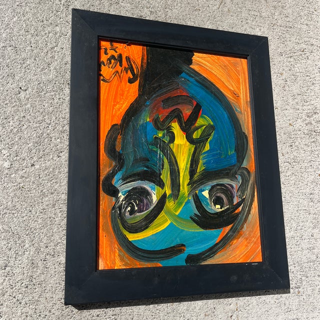 Abstract 1972 Abstract Portrait Painting of Arnold Schwarzenegger by Peter Robert Keil, Framed For Sale - Image 3 of 12