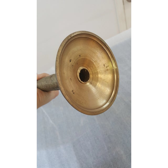 2010s Maitland Smith Palm Tree Candle Holder For Sale - Image 5 of 7