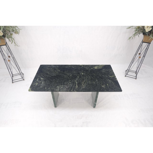 Black Green Rectangle Marble Top Cylinder Crome Stretcher Base Dining Table Desk For Sale - Image 8 of 12