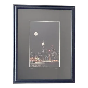 Nighttime New York City Skyline Photo Framed