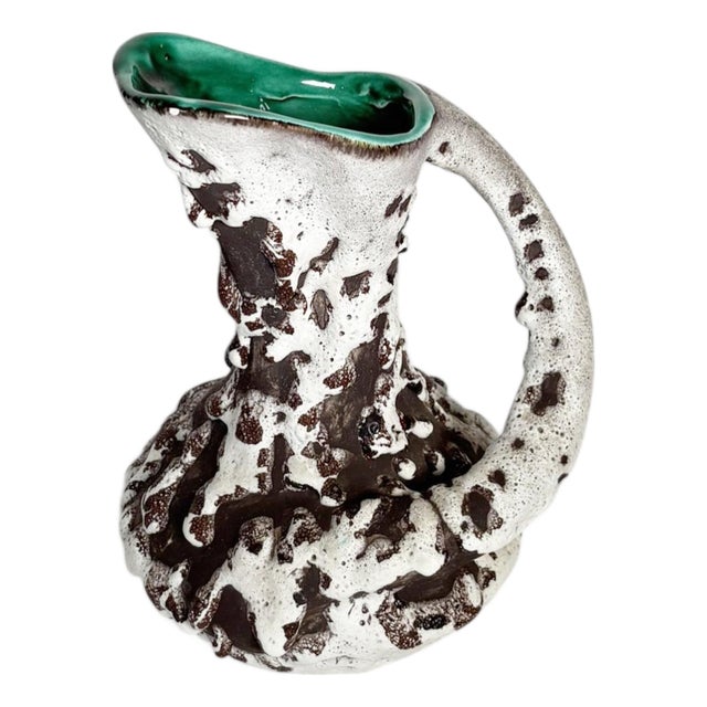 White and Green Vase from Vallauris, France, 1960 For Sale