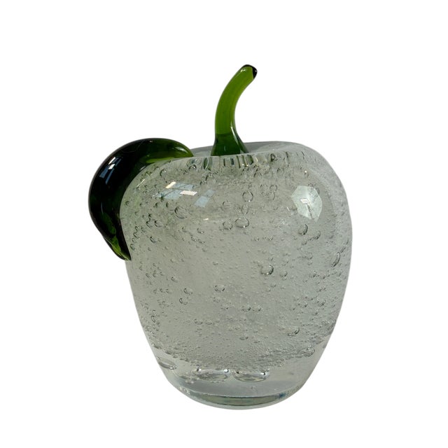 1970's Vintage Murano Glass Style Apple Paperweight For Sale - Image 10 of 11