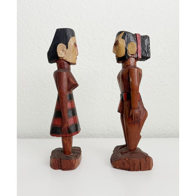 Mid 20th Century Vintage Wood Figures, Kutu Island, Micronesia - A Pair For Sale - Image 5 of 10