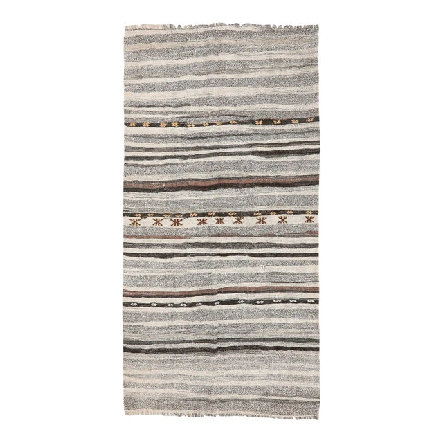 Mid 20th Century Vintage Gray Turkish Kilim Rug For Sale