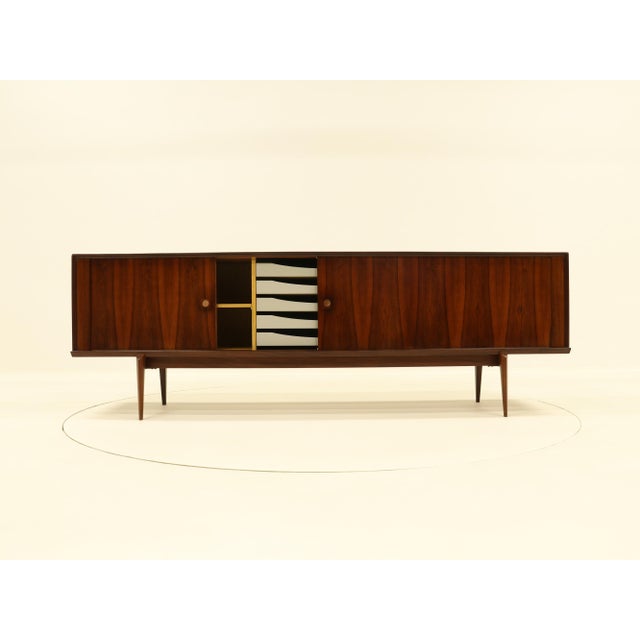 Large Rosewood Sideboard with Tambour Doors by Oswald Vermaercke for V-Form, Belgium, 1960s For Sale - Image 9 of 18