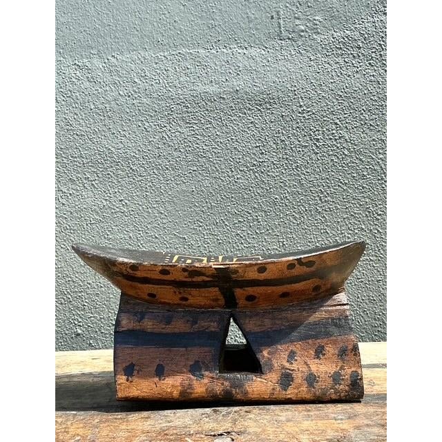 Late 20th Century Vintage Brazilian Hand Painted Head Rest For Sale - Image 5 of 12