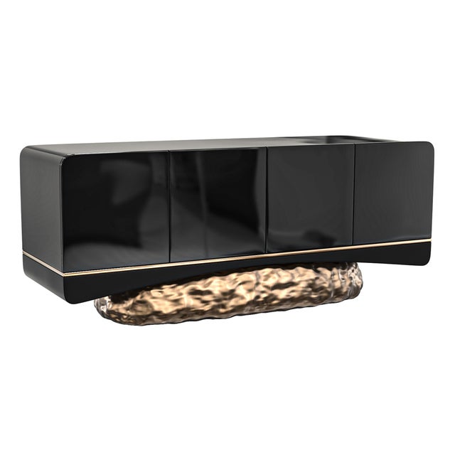 "California" Credenza With Bronze and Stainless Steel, Handmade For Sale - Image 4 of 7