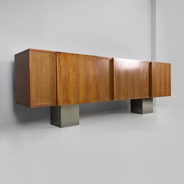Italian Modern Wooden and Metal Sideboard, 1970s For Sale - Image 6 of 18