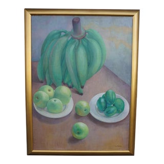1930s Still Life of Fruit by Francisco Dosamantes, Oil on Canvas For Sale