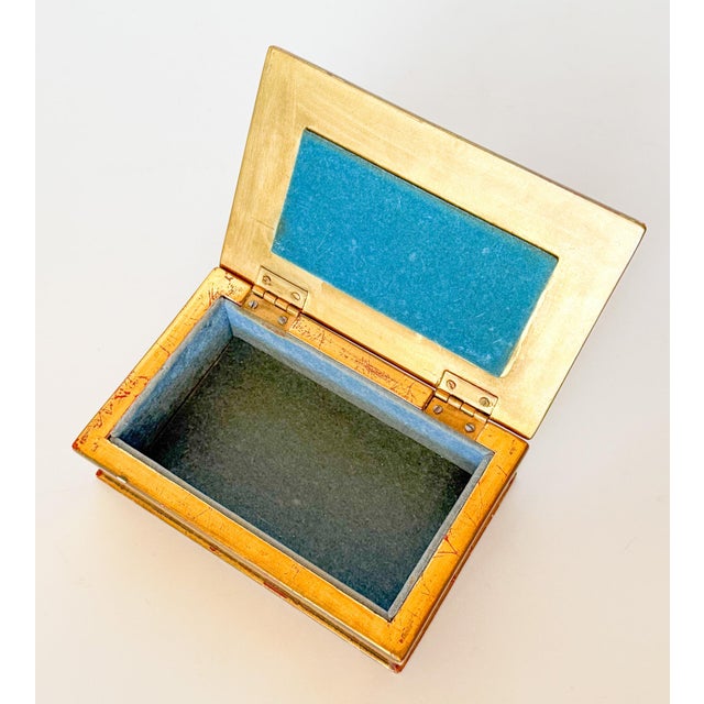 Vintage Gilt Wood and Eglomise Velvet Lined Box For Sale - Image 9 of 12