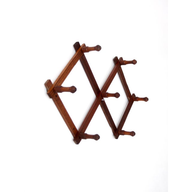 Vintage Wooden Accordion Wall Rack For Sale - Image 6 of 15
