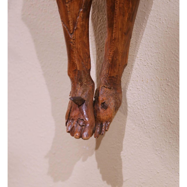 Mid-17th Century French Baroque Walnut Crucifix Corpus Wall Sculpture For Sale In Dallas - Image 6 of 15