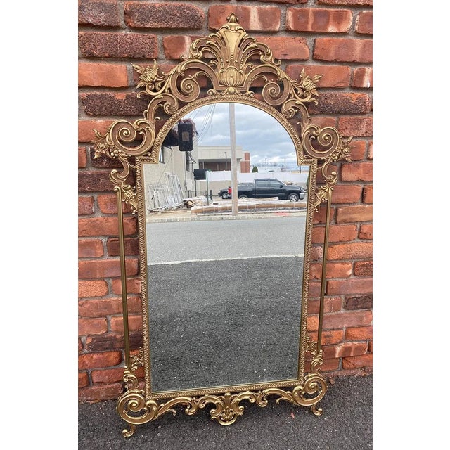 Traditional Vintage Italian Brass Console and Mirror - 2 Pieces For Sale - Image 3 of 12