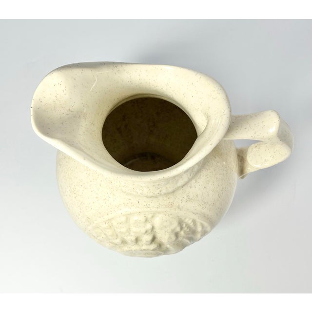 Vintage Farmhouse Ceramic Speckled Cream Beige Wash Basin Bowl & Pitcher For Sale - Image 11 of 12