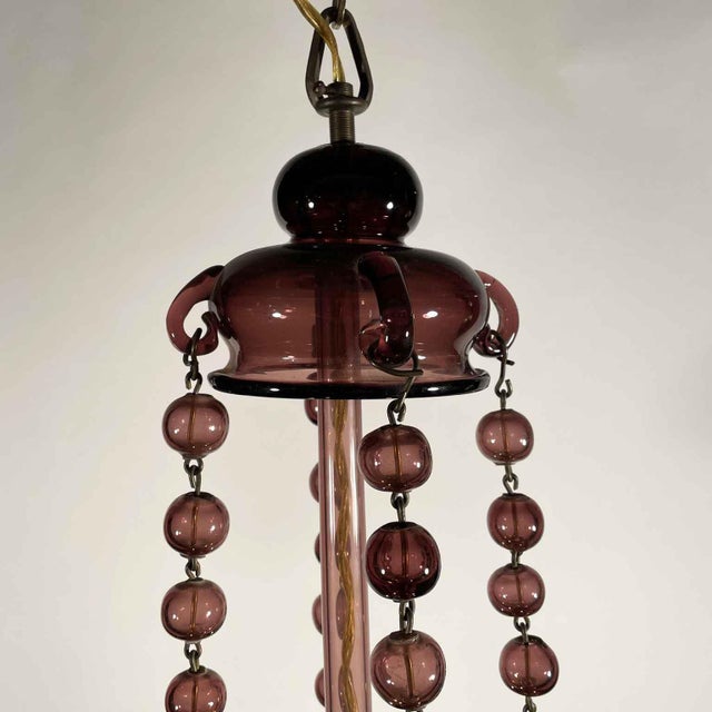 Venetian Amethyst Blown Glass Chandelier, 1900s For Sale - Image 10 of 13
