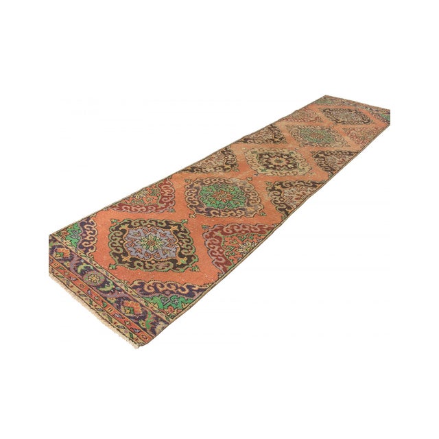 Mid-Century Modern Vintage Turkish Decorative Runner Rug - 3`1" X 12`11" For Sale - Image 3 of 6