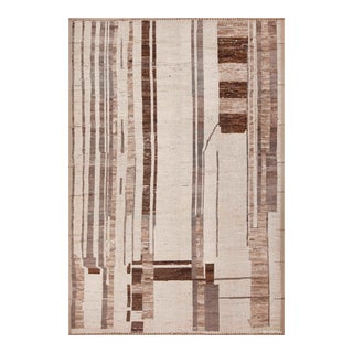 Warm Cozy Modern Neutral Tribal Contemporary Large Area Rug For Sale