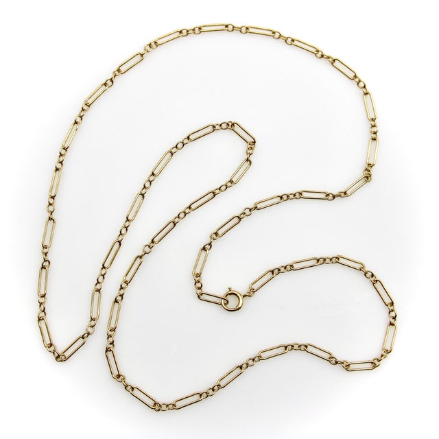 Late 19th Century Late 19th Century Victorian 14k Gold 28.5” Paperclip Link Variation Chain For Sale - Image 5 of 7