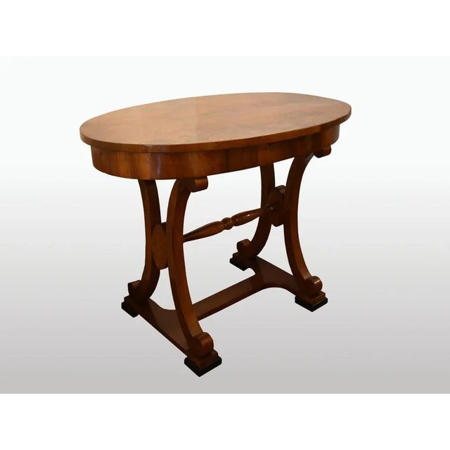 Biedermeier Oval Desk in Walnut For Sale - Image 6 of 6