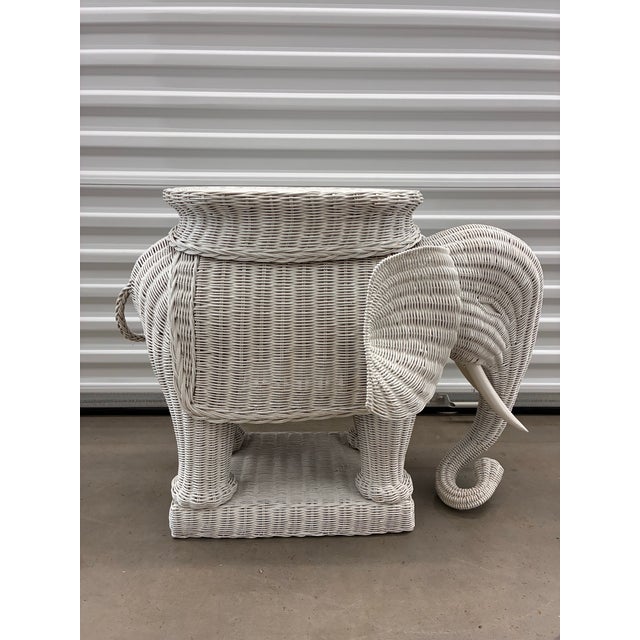 1960's Rattan White Elephant Side/Drink Table For Sale - Image 6 of 11