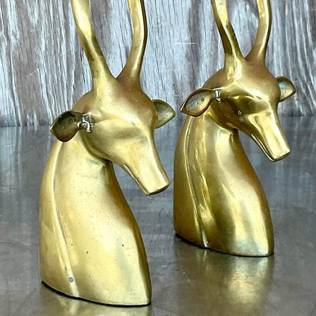 Vintage Boho Brass Antelope Bookends - a Pair For Sale - Image 13 of 13