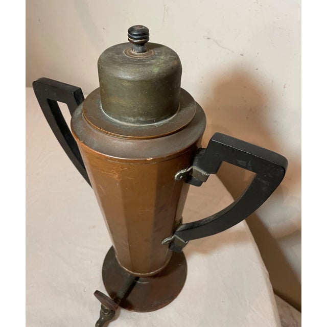 Antique 1907 Jos Henrichs Ny Copper Brass Wood Coffee Tea Dispenser Samovar Pot For Sale - Image 9 of 17
