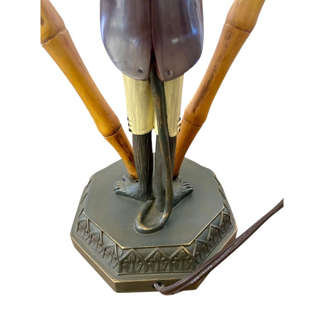 Vintage Bellhop Monkey Bamboo Table Lamp For Sale - Image 10 of 12