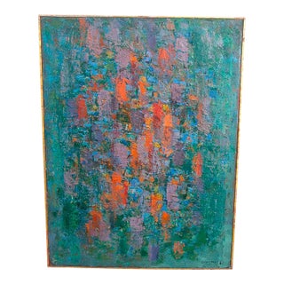 Mid Century Oil Painting George Constant Art Abstract Expressionism Large 40x30" For Sale