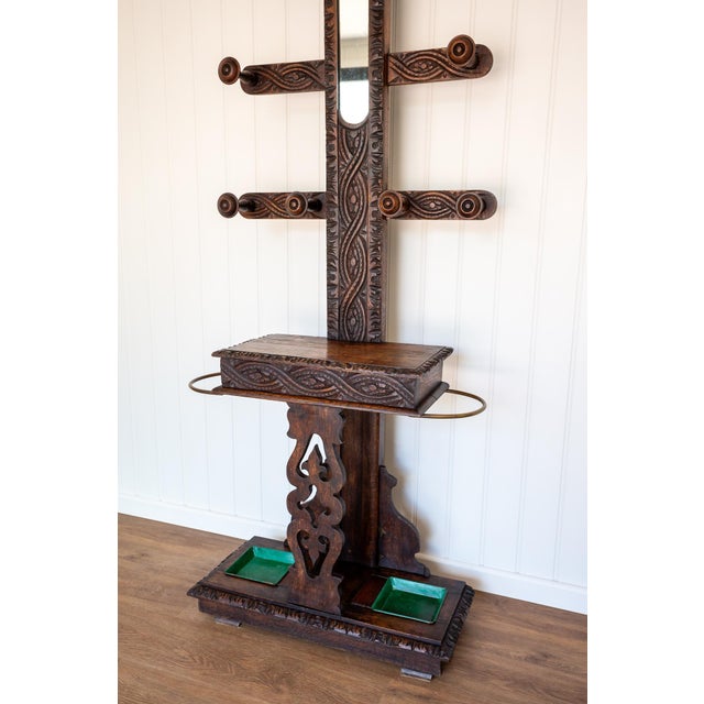 Arts & Crafts Carved Oak Hall Stand, 1870 For Sale - Image 12 of 18