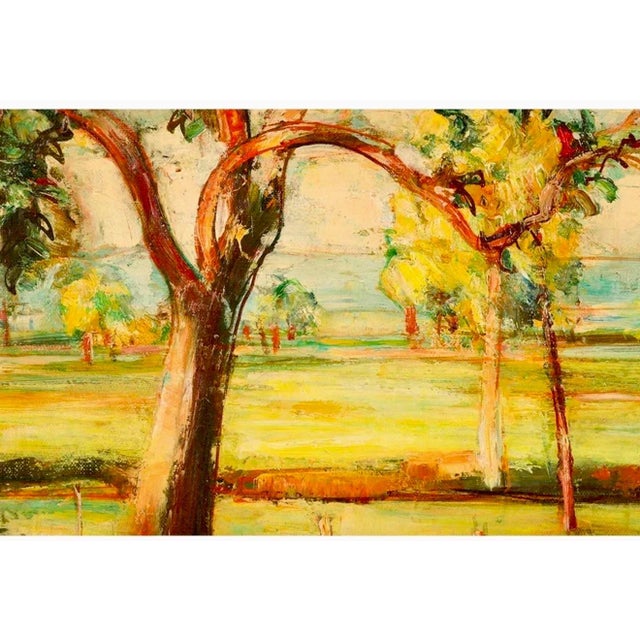 Brown André Vignoles, French Post Impressionist Oil Painting Andre Vignoles Wooded Landscape For Sale - Image 8 of 11