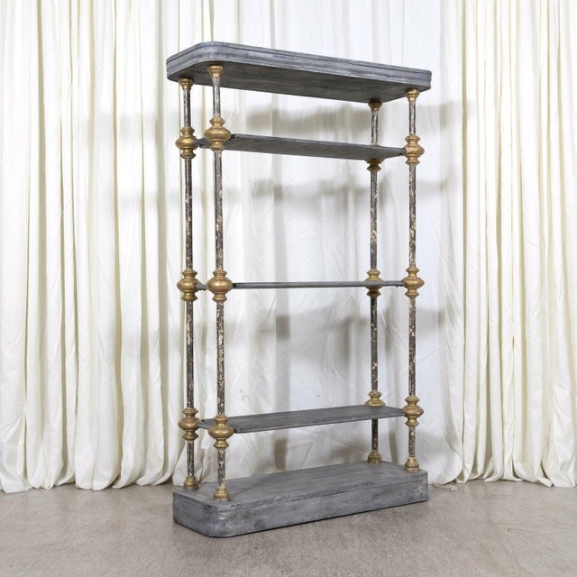 Large Bespoke French Industrial Artist's Shelf or Étagère With 19th Century Giltwood Fragments For Sale - Image 4 of 17