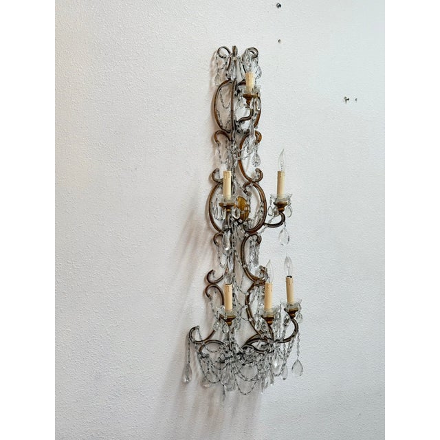 Single Vintage Beaded Wall Sconce For Sale - Image 4 of 8