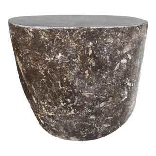 Rustic Vintage Outdoor Boulder Side Table Stool For Sale