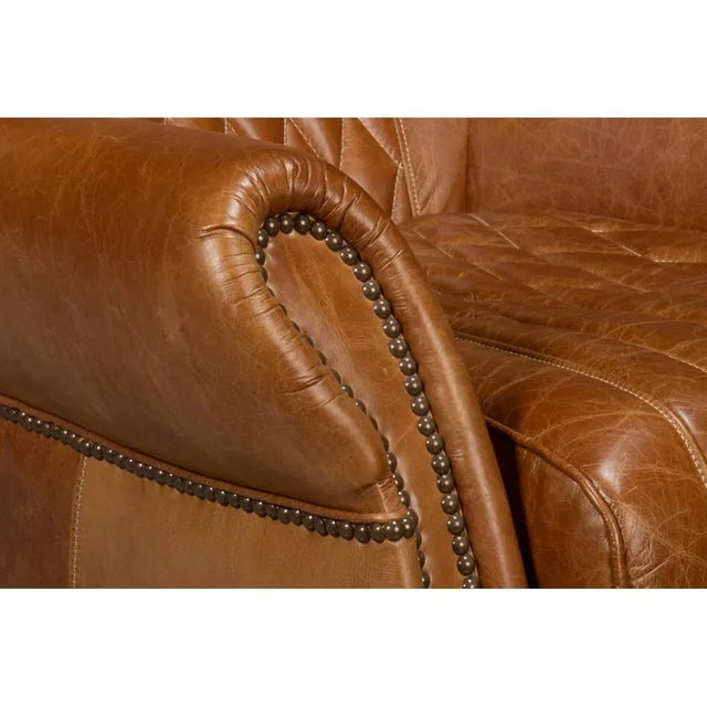 Brown Classic Brown Leather Chair For Sale - Image 8 of 12