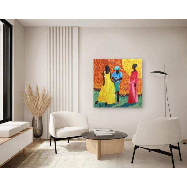 Red Red Roses - Large Textural Layered Painted Canvas Colorful Figurative Original Artwork by Amadou Opa Bathily For Sale - Image 8 of 8