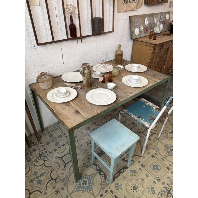 Metal and Wood Dining Table, 1950s For Sale - Image 10 of 11