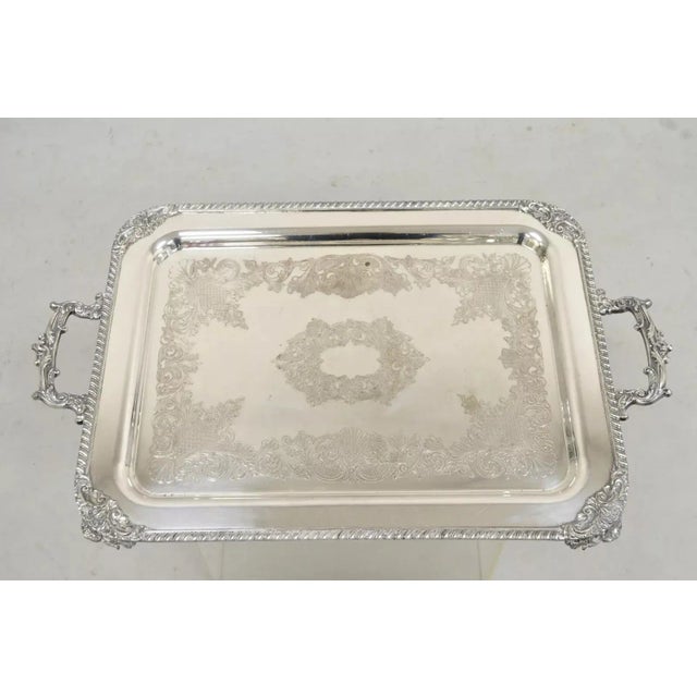 Vintage English Victorian Silver on Copper Silver Plated Serving Platter Tray. Circa Early to Mid 20th Century....