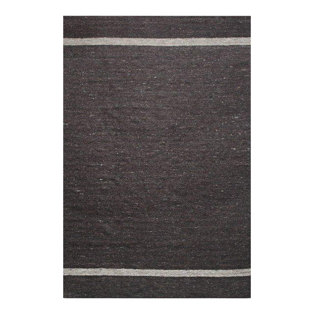8x10 Violet Artistic Brown Kilim Open Field Modern Flatweave Wool Carpet Rug For Sale