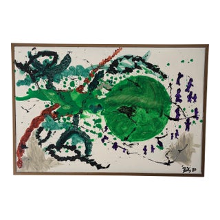 Signed Abstract Acrylic Painting For Sale