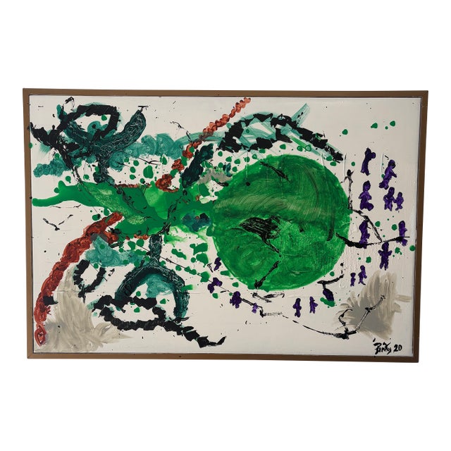 Signed Abstract Acrylic Painting For Sale