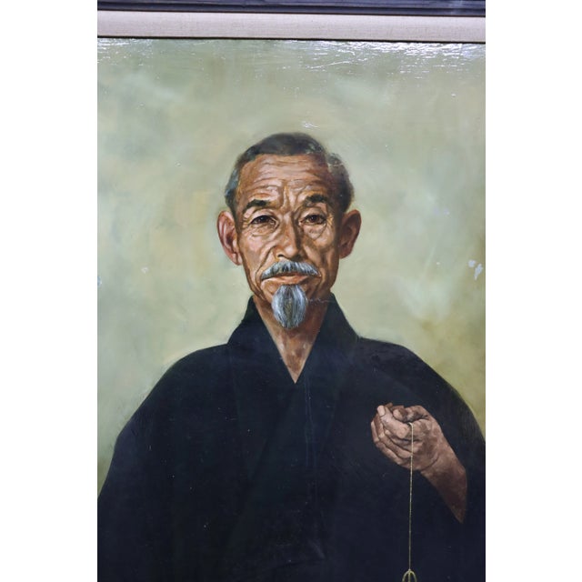 Chinese Asian Peace Oil Painting Signed For Sale - Image 3 of 8
