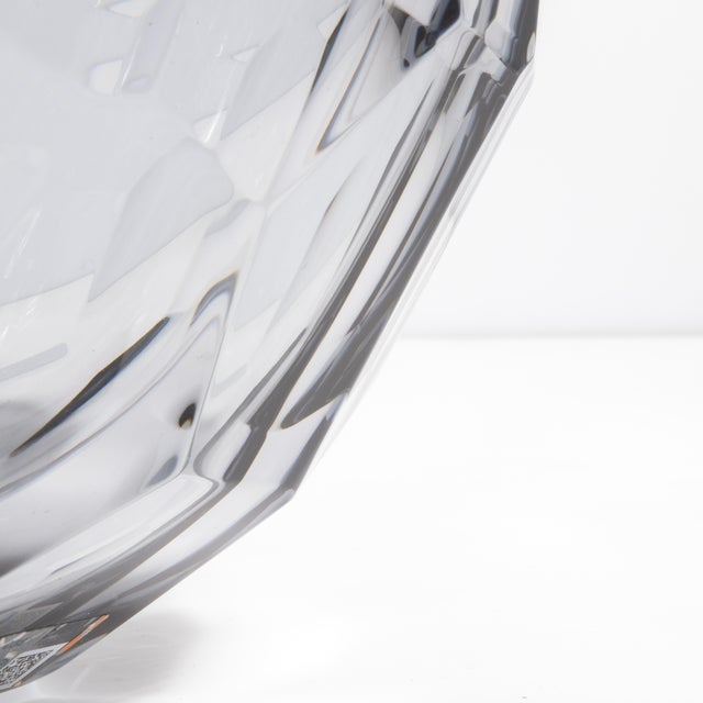 Gray Hand Blown Murano Barrel Vase in Grey With Side Cut For Sale - Image 8 of 9