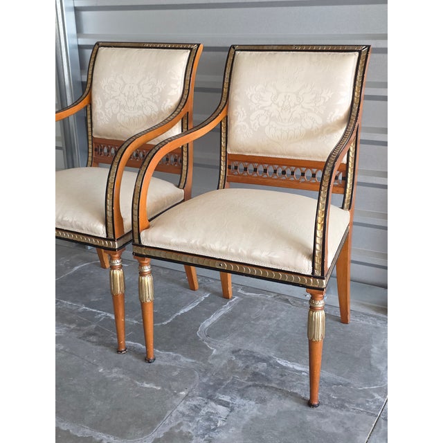 Late 20th Century Neo Classical Hand Carved Gilded David Michael Armchairs For Sale In Palm Springs - Image 6 of 11
