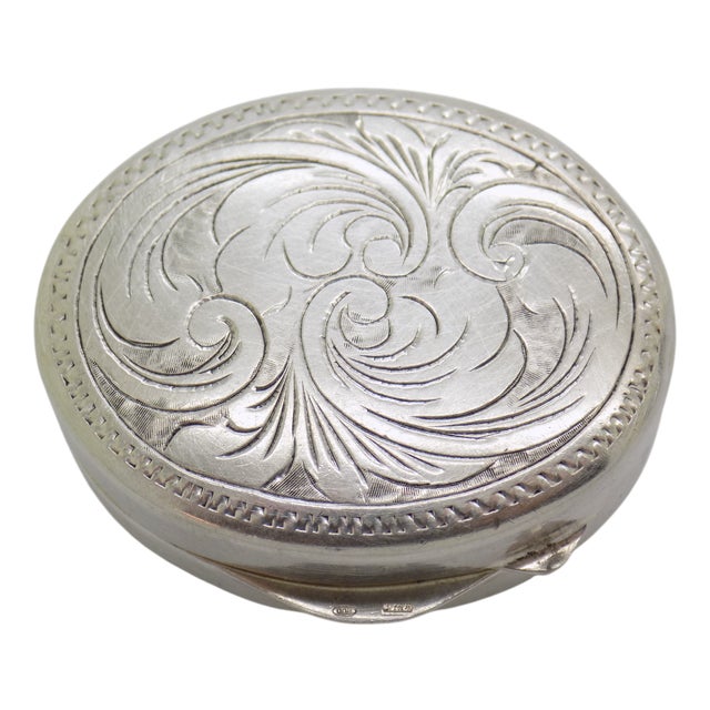 Vintage Italian Handmade Silver Chiseled Oval Box, 1970s For Sale